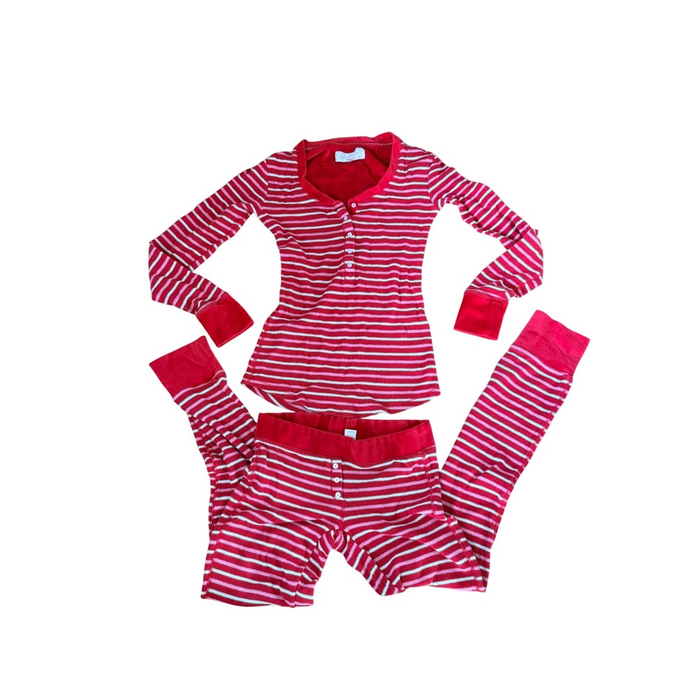 Y2K‎ 2000s style Victorias Secret Red Striped Thermal Cozy Pajama Set